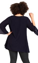 Leila 3/4 Sleeve Navy Split Tunic 3