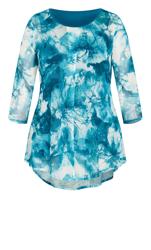 Evans Blue Abstract Floral Open Front Blouse 5