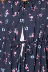 YOURS Plus Size Navy Blue Floral Print Tie Front Top | Yours Clothing 4