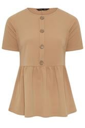 LIMITED COLLECTION Curve Natural Brown Peplum Top