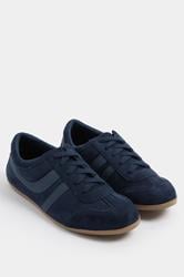LTS Navy Blue Padded Retro Trainers In Standard Fit
