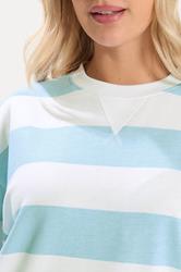 YOURS Plus Size Blue & White Stripe Sweatshirt | Yours Clothing 4
