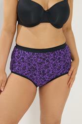 YOURSET 5 PACK Plus Size Purple Ditsy Print Full Briefs | Yours Clothing 2