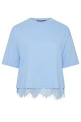 LIMITED COLLECTION Curve Light Blue Lace Hem T-Shirt