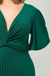 YOURS LONDON Plus Size Emerald Green Knot Pleated Maxi Dress | Yours Clothing 4