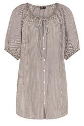 YOURS Curve Brown Stripe Print Puff Sleeve Blouse