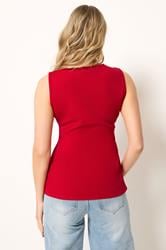 LTS Tall Women's Bright Red Textured Button Waistcoat | Long Tall Sally 2