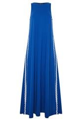 LTS Tall Blue Swirl Trim Cotton Sleeveless Midi Dress