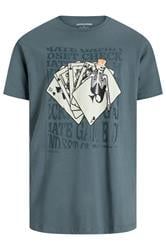 JACK & JONES Big & Tall Stormy Blue Cards Graphic T-Shirt