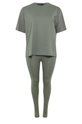 YOURS Curve Sage Green T-Shirt & Legging Set