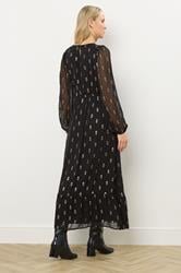 LTS Tall Black Sequin Spot Smock Maxi Dress | Long Tall Sally 4