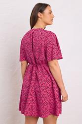EVANS Plus Size Pink Spot Print Button Through Dress | Evans 3