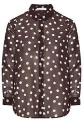 YOURS LONDON Curve Chocolate Brown Polka Dot Shirt