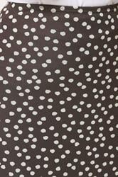 LTS Tall Women's Chocolate Brown Polka Dot Dipped Hem Mesh Midi Skirt | Long Tall Sally 5