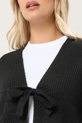 YOURS Plus Size Black Bow Tie Front Cardigan | Yours Clothing 4