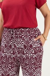 YOURS Plus Size Red Ikat Print Trousers | Yours Clothing 4