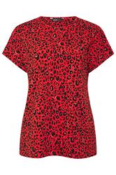 YOURS Plus Size Red Leopard Drop Shoulder Top | Yours Clothing 5
