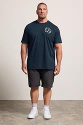 BadRhino Big & Tall Navy Blue Extra Long Flower Graphic T-Shirt | BadRhino 1