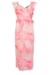 YOURS Plus Size Pink Blurred Floral Print Ruffle Maxi Dress | Yours Clothing 6