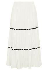 YOURS Curve White Scallop Trim Maxi Skirt