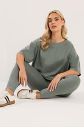 YOURS Plus Size Sage Green T-Shirt & Legging Set | Yours Clothing 1
