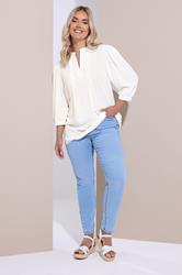 YOURS Plus Size White Woven Check Pintuck Blouse | Yours Clothing 1