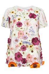 YOURS LONDON Curve White 3D Floral T-Shirt
