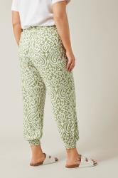 EVANS Plus Size Green Ikat Print Cuffed Harem Trousers | Evans 3