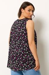 YOURS Plus Size Black Daisy Print Vest Top | Yours Clothing 2