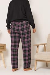YOURS Plus Size Black Check Wide Leg Pyjama Bottoms | Yours Clothing 4