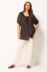 YOURS Plus Size Chocolate Brown Button Through Top | Yours Clothing 1