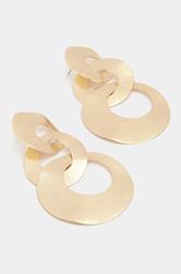 Gold Tone Statement Triple Ring Earrings | Yours Clothing 1