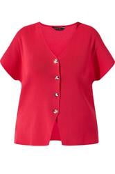 LIMITED COLLECTION Curve Red Short Sleeve Compact Knitted Top