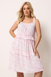 YOURS Plus Size Pink Ruffle Mini Dress | Yours Clothing 1