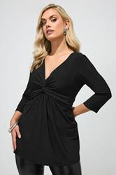 YOURS LONDON Plus Size Black Knot Detail Front Top | Yours Clothing 3