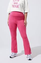 LIMITED COLLECTION Plus Size Hot Pink Fold Over Kick Flare Leggings | Yours Clothing 1