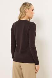 LTS Tall Dark Brown Knitted Crew Neck Jumper | Long Tall Sally 2