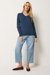 M&Co Navy Blue V-Neck Jumper| M&Co 1