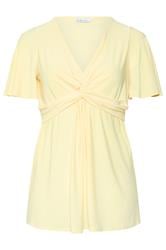 YOURS LONDON Curve Yellow Knot Detail Front Short Sleeve Top