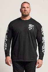 BadRhino Big & Tall Black Long Sleeve Dragon Graphic T-shirt | BadRhino 3