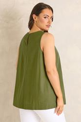 EVANS Plus Size Green Linen Vest Top | Evans 4
