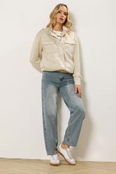 LTS Tall Women's Cream Faux Suede Funnel Neck Jacket | Long Tall Sally 1