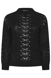 YOURS Plus Size Black Pointelle Knitted Jumper | Yours Clothing 6