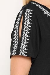 YOURS Plus Size Black Embroidered T-Shirt | Yours Clothing 4