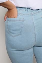 YOURS FOR GOOD Plus Size Light Blue Pull On Stretch JENNY Jeggings | Yours Clothing 4