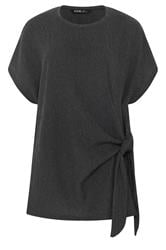 YOURS Curve Grey Side Knot Textured T-Shirt