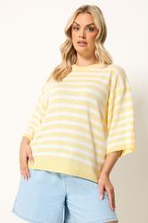YOURS Plus Size Yellow Striped Knitted Jumper | Yours Clothing 3