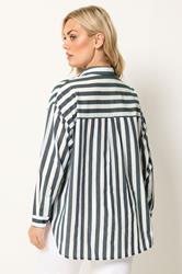 YOURS Plus Size Navy Blue Stripe Linen Shirt | Yours Clothing 6