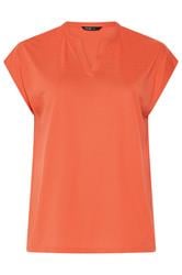 YOURS Curve Orange Notch Neck T-Shirt