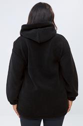 YOURS Plus Size Black 'Merry Christmas' Borg Novelty Hoodie | Yours Clothing 2